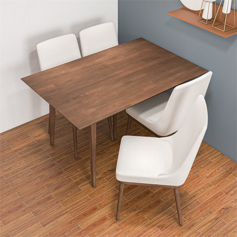 Resam Modern 5 Piece Solid Wood Dining Room & Kitchen Set Walnut Brown