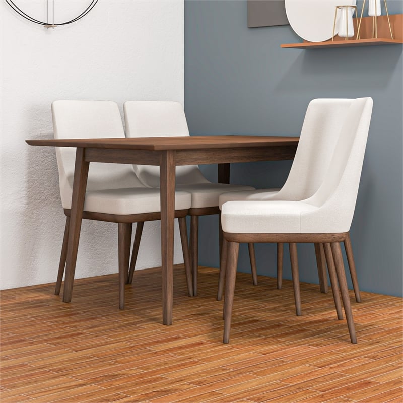 Resam Modern 5 Piece Solid Wood Dining Room & Kitchen Set Walnut Brown