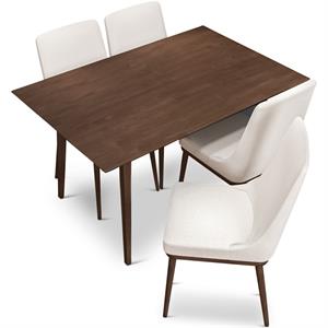 Resam Modern 5 Piece Solid Wood Dining Room & Kitchen Set Walnut Brown
