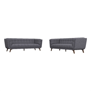 Kartmes Mid Century Modern Furniture Style Linen Sofa Set in Dark Gray