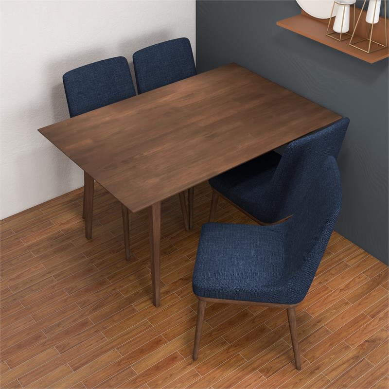 Renk Modern Solid Wood Walnut Dining Room & Kitchen Table and Chairs Set of 4