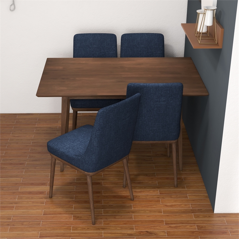 Renk Modern Solid Wood Walnut Dining Room & Kitchen Table and Chairs Set of 4