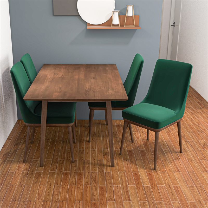 Rotor Modern Small Kitchen Solid Wood Walnut Table Dining Furniture Set