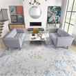 Kartmes Mid-Century Fabric Linen Sofa Set in Light Gray