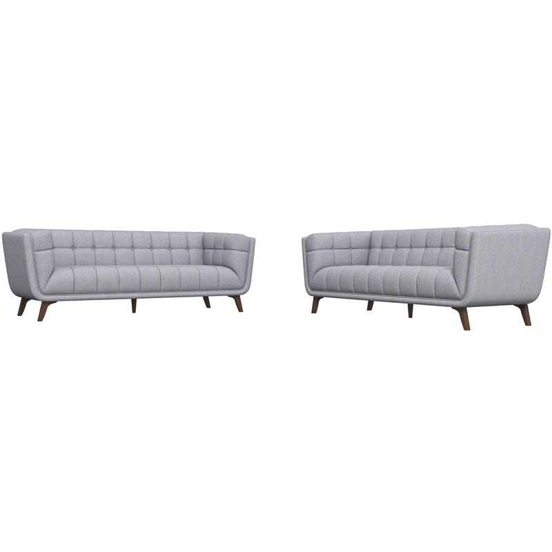 Kartmes Mid-Century Fabric Linen Sofa Set in Light Gray