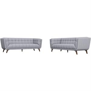 Kartmes Mid-Century Fabric Linen Sofa Set in Light Gray