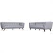 Kartmes Mid-Century Fabric Linen Sofa Set in Light Gray