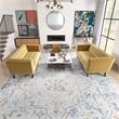 Kartmes Mid-Century Modern Living Room Velvet Sofa Set in Gold