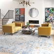 Kartmes Mid-Century Modern Living Room Velvet Sofa Set in Gold