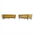 Kartmes Mid-Century Modern Living Room Velvet Sofa Set in Gold