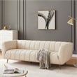 Clodette Mid Century Modern Living Room Genuine Leather Cream Sofa