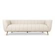 Clodette Mid Century Modern Living Room Genuine Leather Cream Sofa