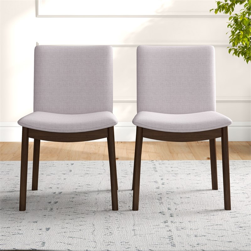 Kingston Mid-Century Modern Beige Fabric Dining Chair Set of 2