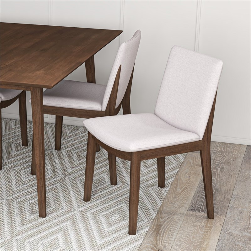 Kingston Mid-Century Modern Beige Fabric Dining Chair Set of 2