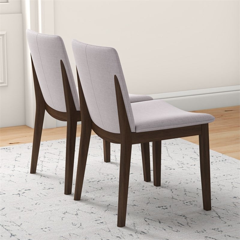 Kingston Mid-Century Modern Beige Fabric Dining Chair Set of 2