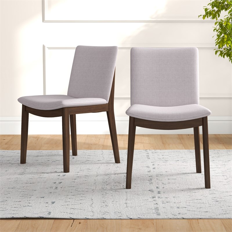 Kingston Mid-Century Modern Beige Fabric Dining Chair Set of 2