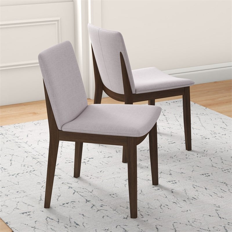 Kingston Mid-Century Modern Beige Fabric Dining Chair Set of 2