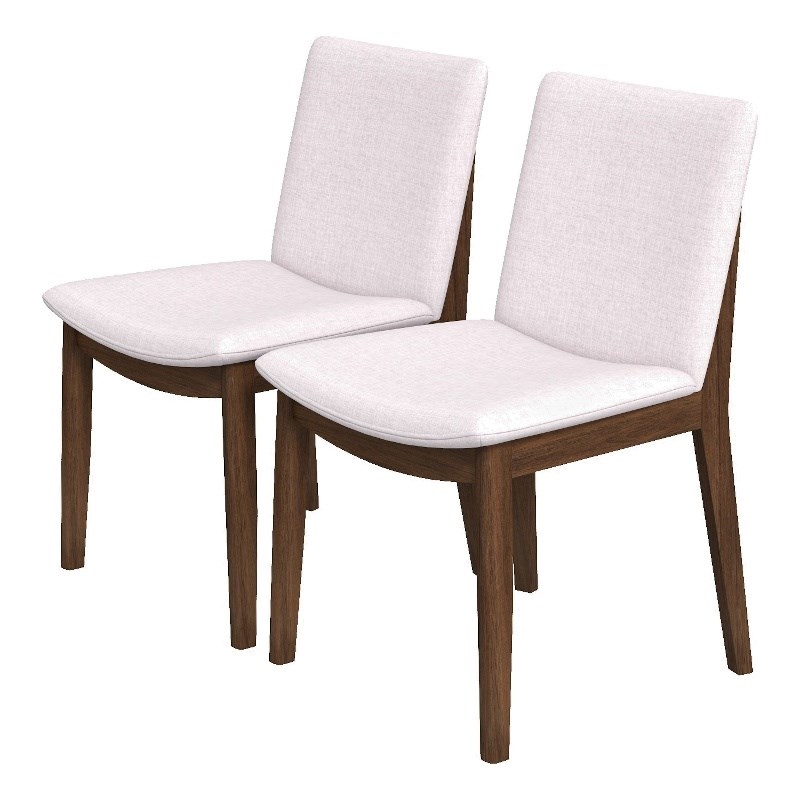 Kingston Mid-Century Modern Beige Fabric Dining Chair Set of 2