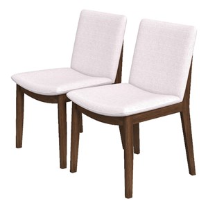 Kingston Mid-Century Modern Beige Fabric Dining Chair Set of 2