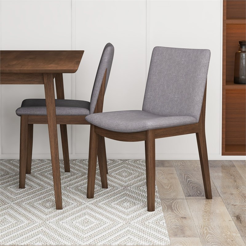 Muncy Modern Gray Fabric Dining Room & Kitchen Chair Set of 2