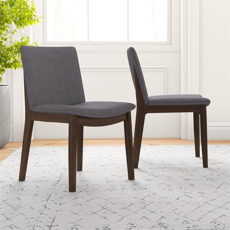 Muncy Modern Gray Fabric Dining Room & Kitchen Chair Set of 2