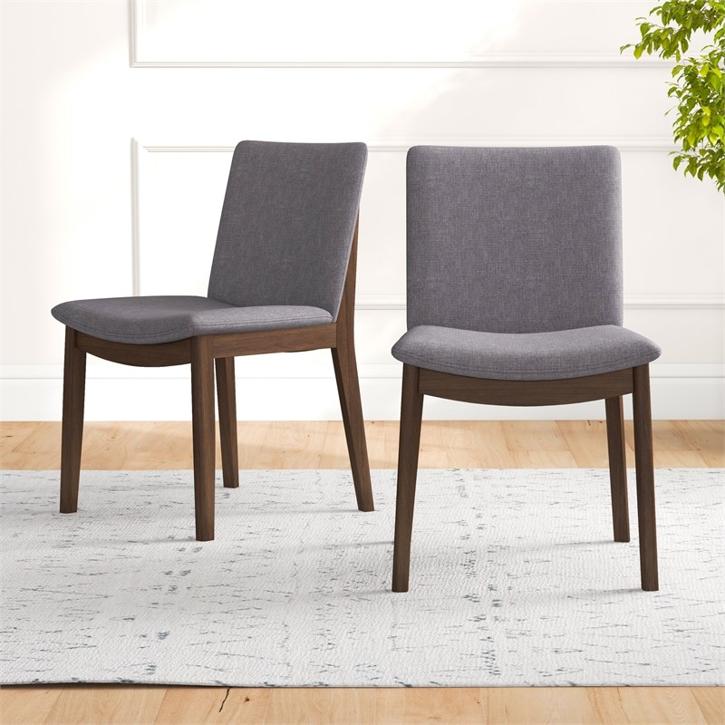 Muncy Modern Gray Fabric Dining Room & Kitchen Chair Set of 2