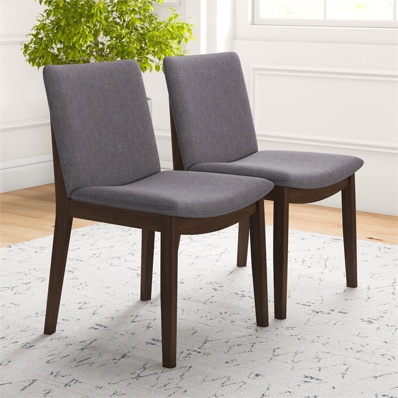 Muncy Modern Gray Fabric Dining Room & Kitchen Chair Set of 2
