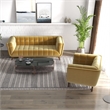 Kelvin Mid-Century Pillow Back Velvet Sofa and Lounge Chair Set in Gold