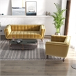 Kelvin Mid-Century Pillow Back Velvet Sofa and Lounge Chair Set in Gold