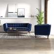 Kelvin Mid-Century Pillow Back Velvet Sofa and Lounge Chair Set in Blue