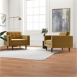 Karmen Mid-Century Pillow Back Velvet Lounge Chair in Gold (Set of 2)