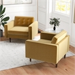 Karmen Mid-Century Pillow Back Velvet Lounge Chair in Gold (Set of 2)