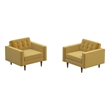 Karmen Mid-Century Pillow Back Velvet Lounge Chair in Gold (Set of 2)