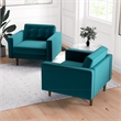 Karmen Mid-Century Pillow Back Velvet Lounge Chair in Turquoise (Set of 2)
