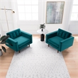Karmen Mid-Century Pillow Back Velvet Lounge Chair in Turquoise (Set of 2)