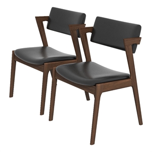 vego mid-century faux leather upholstered dining chair in black (pair)