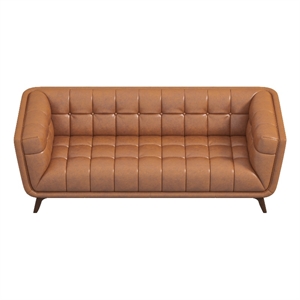 Tupper Modern Chesterfield Tufted Leather Living Room Sofa in Tan