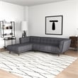 Allen Mid Century Modern Living Room Corner Gray Fabric Sectional Sofa