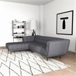 Allen Mid Century Modern Living Room Corner Gray Fabric Sectional Sofa