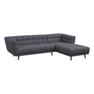 allen mid century modern living room corner linen sectional sofa in grey