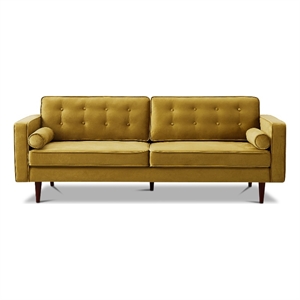 Kearney Mid-Century Modern Tufted Back Gold Velvet Upholstered Sofa