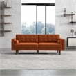 Kearney Mid-Century Modern Tufted Tight Back Velvet Upholstered Sofa in Orange