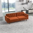 Kearney Mid-Century Modern Tufted Tight Back Velvet Upholstered Sofa in Orange