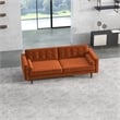 Kearney Mid-Century Modern Tufted Tight Back Velvet Upholstered Sofa in Orange