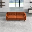 Kearney Mid-Century Modern Tufted Tight Back Velvet Upholstered Sofa in Orange