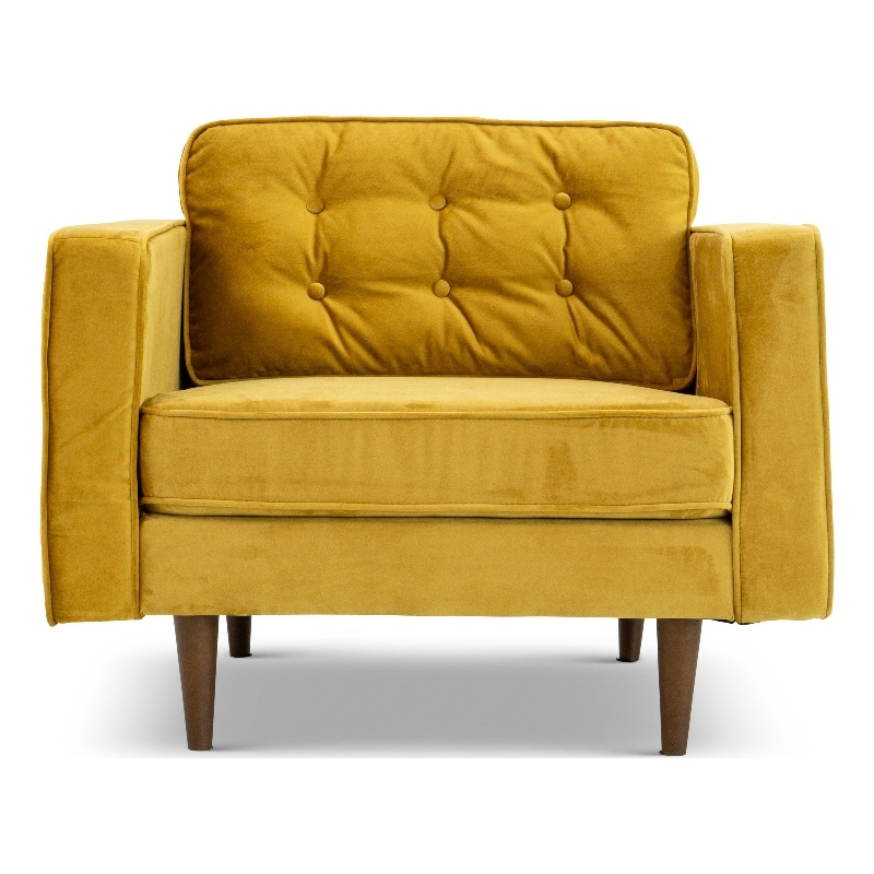 Conway Mid-Century Tufted Back Upholstered Velvet Armchair in Gold