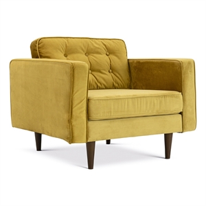 harriet mid-century tufted back upholstered velvet sofa in gold