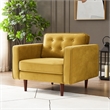Harriet Mid-Century Tufted Pillow Back Velvet Upholstered Arm Chair in Gold