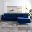 Celestine Modern Pillow Back Velvet Right-Facing Upholstered Sectional in Blue