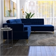 Celestine Modern Pillow Back Velvet Right-Facing Upholstered Sectional in Blue